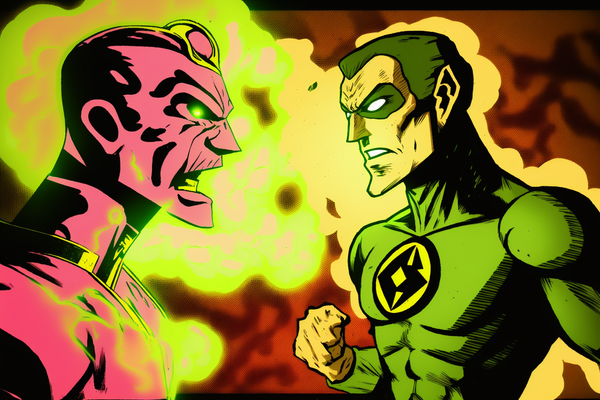 AI Generated image of Sienstro vs Green Lantern